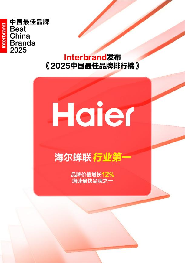 开云网站：Interbrand《2025中国最佳品牌排行榜》发布海尔持续蝉联行业第一(图1)